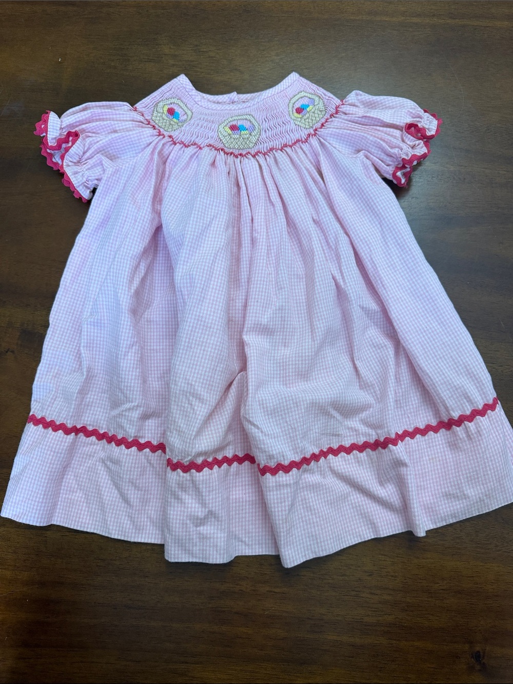 Classic Whimsy Pink Smocked Easter Girls' Dress with Embroidered Accents